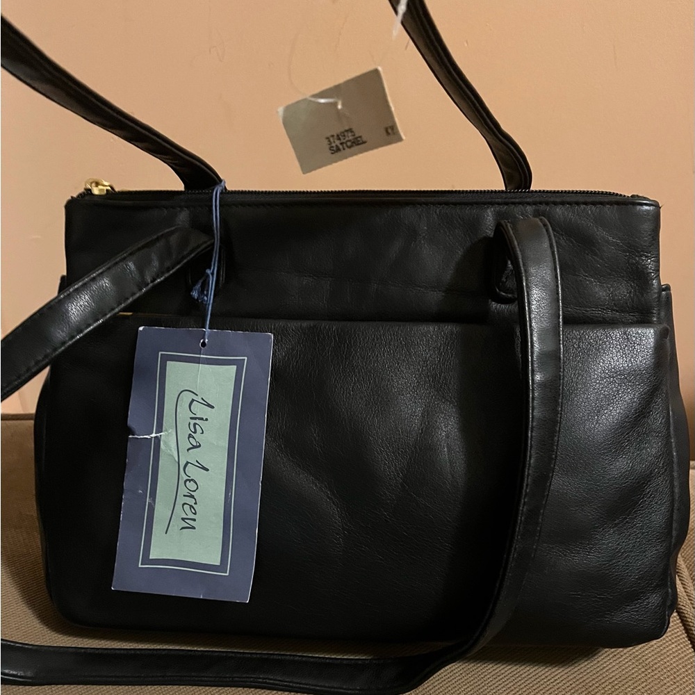 NWT Classic Black Leather Shoulder Bag